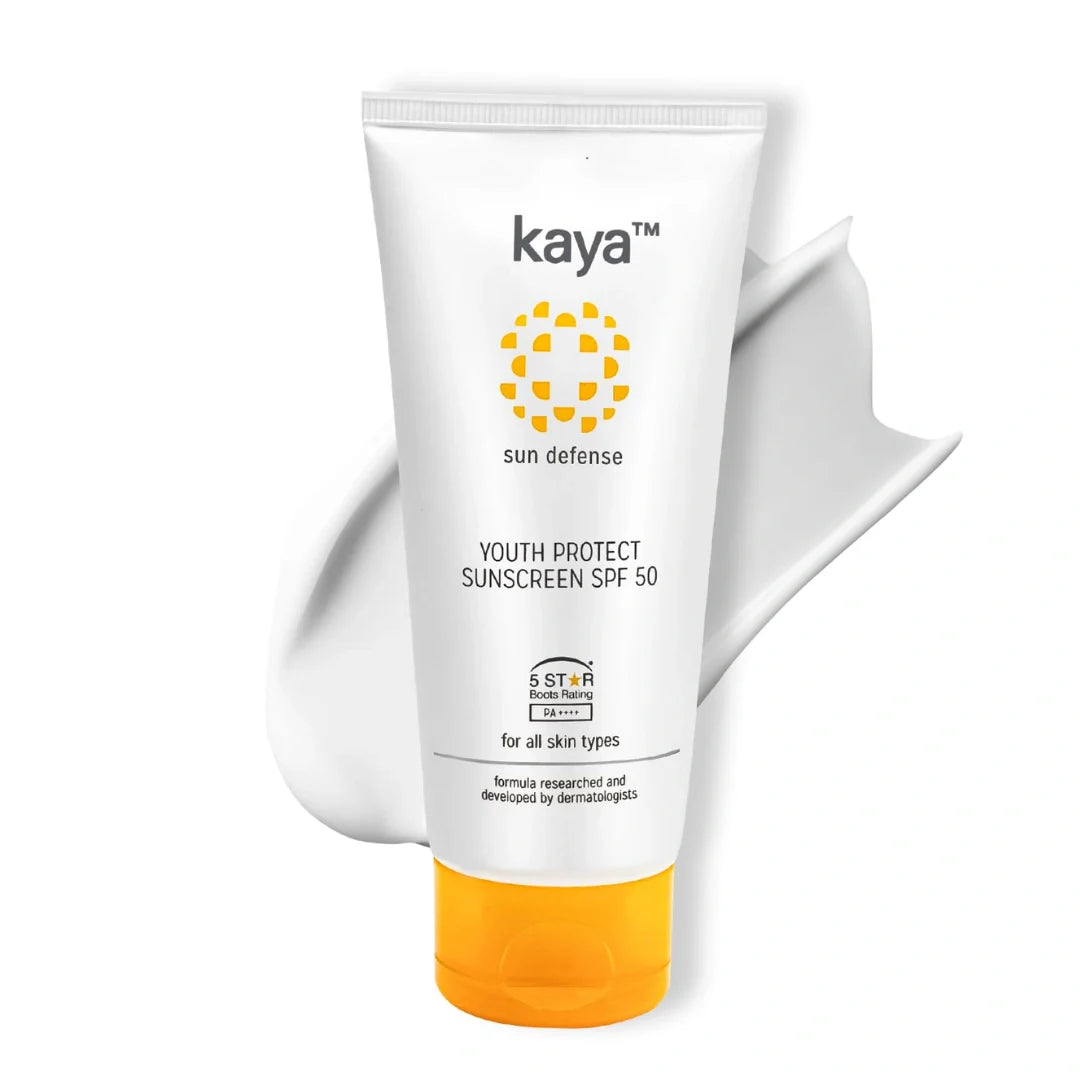 Kaya Clinic Youth Protect Sunscreen Cream SPF 50 PA++++ | UV A & UV B Protection | Lightweight | Non Sticky Sunscreen | PABA Free | All Skin Types, 50ml