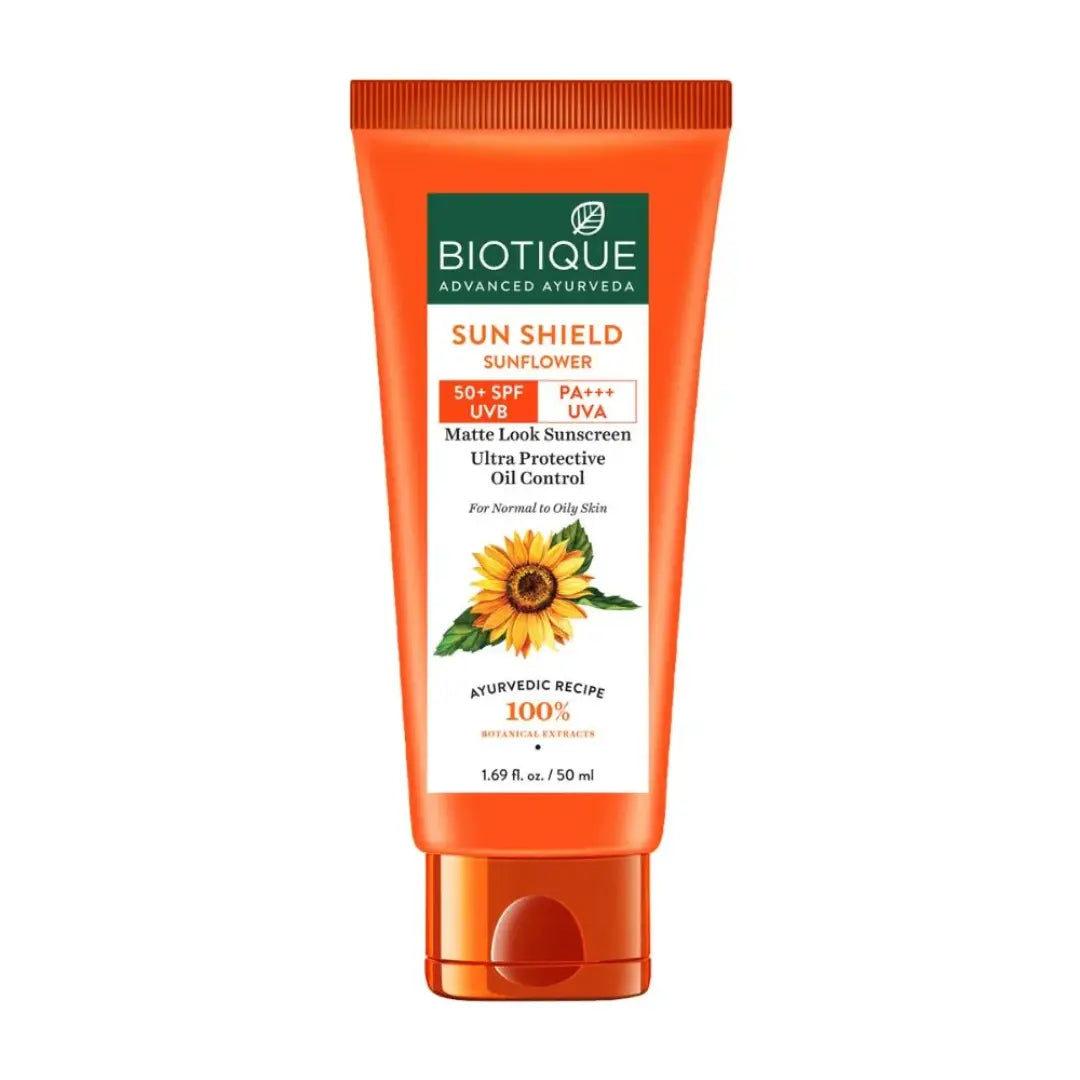 Biotique Sun Shield SPF 50 UVB/PA+++ UVA Bio Sunflower Matte Sunscreen Gel (50ml)