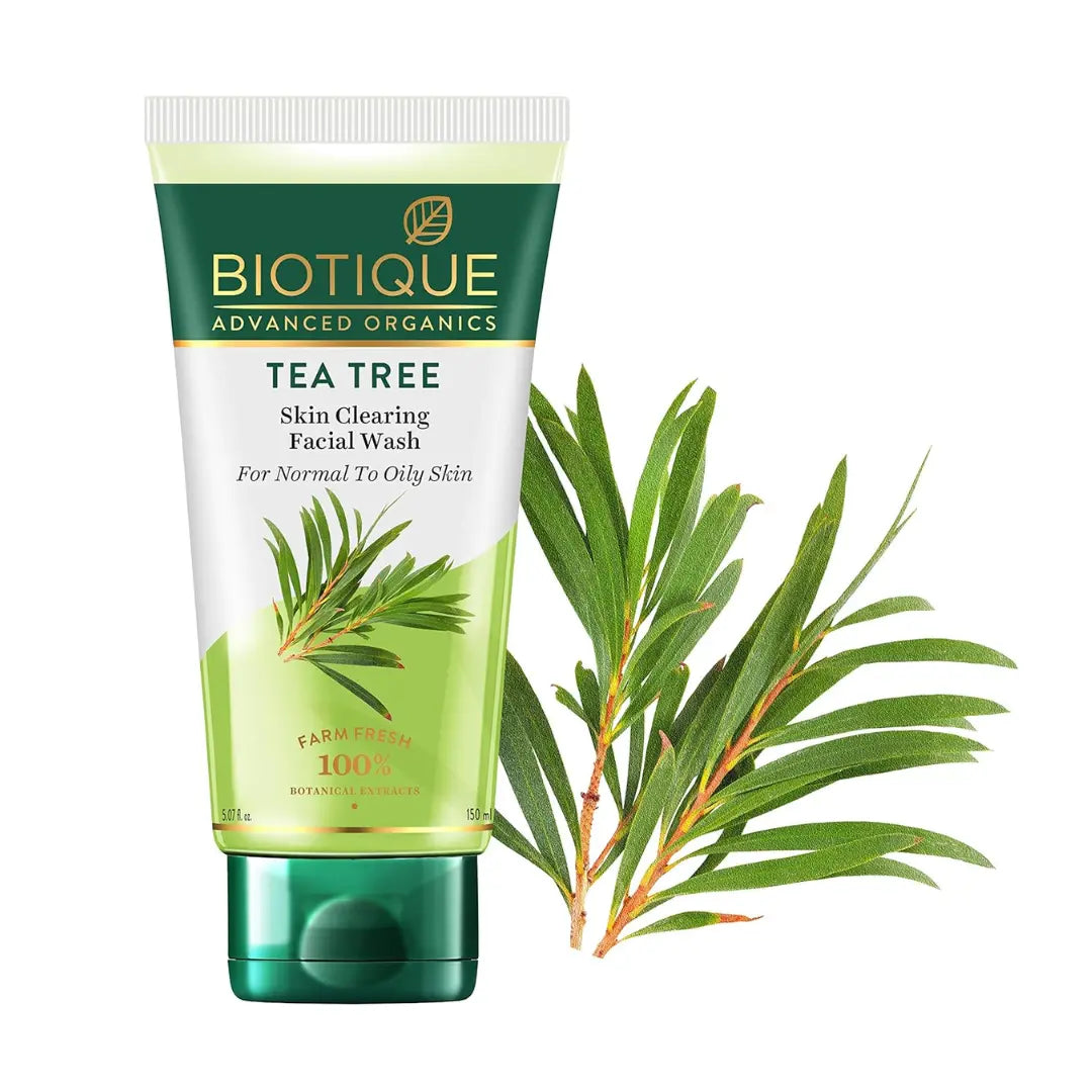 Biotique Tea Tree Skin Clearing Normal to Oily Skin Face Wash, 150 ml | Treats Acne, Pimples, Clear