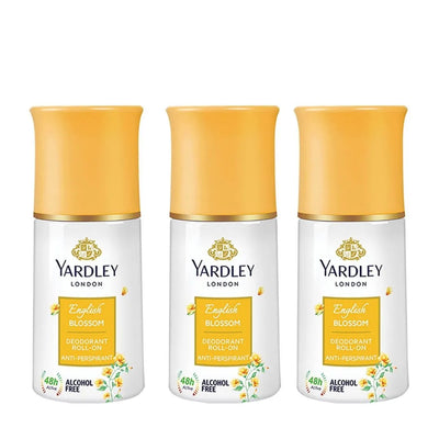 Yardley London English Blossom Deodorant Roll-On Alcohol Free 50ML Each (Pack of 3) Deodorant Roll-on - For Women (150 ml, Pack of 3)