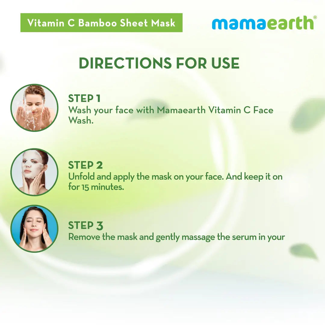 Mamaearth Vitamin C Bamboo Sheet Mask with Vitamin C & Honey for Skin Illumination (25g)