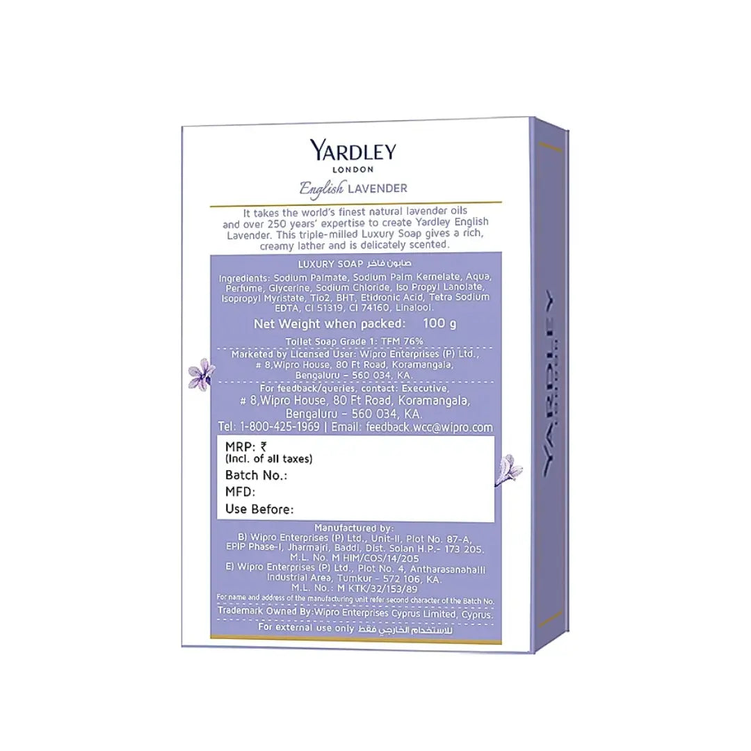 Yardley English Lavender Luxury Soap, 100g (Pack of 6)