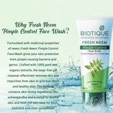 Biotique Fresh Neem Pimple Control Face Wash Prevents Pimples For All Skin Types (100ml)