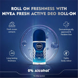 Nivea Fresh Active Deodorant Roll On for Men, 50ml, (Pack of 3)