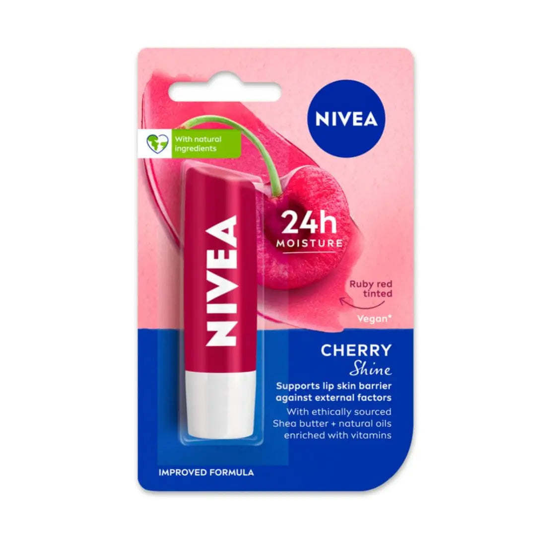 NIVEA Lip Balm, Fruity Cherry Shine, 4.8g