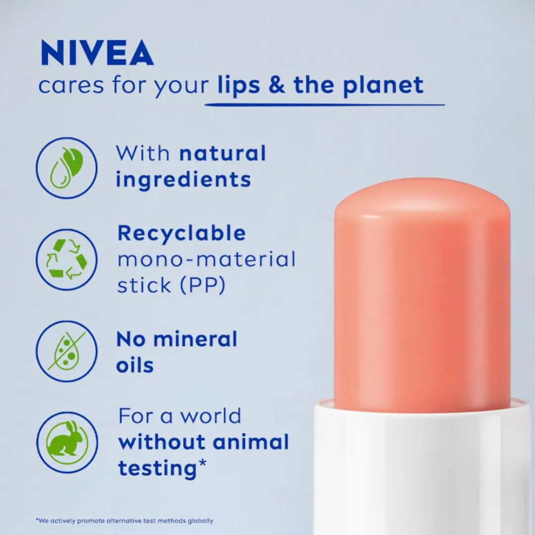 NIVEA Lip Balm, Fruity Peach Shine, 4.8g