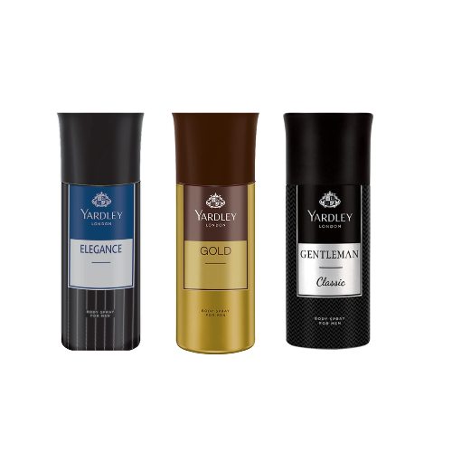 Yardley Deodorant Body Spray for Men, 150ml (Pack of 3) - Gold, Elegance and Gentleman